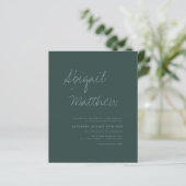 Budget Emerald Green Simple Wedding Einladung (Stehend Vorderseite)