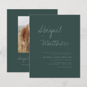 Budget Emerald Green Simple Wedding Einladung (Vorne/Hinten)