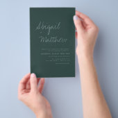 Budget Emerald Green Simple Wedding Einladung Flyer (Handgriff)