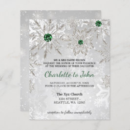 Budget Emerald Green Snowflakes Einladung Hochzeit