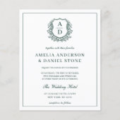 Budget Emerald Green Wappen Wedding Einladung (Vorderseite)