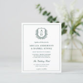 Budget Emerald Green Wappen Wedding Einladung (Stehend Vorderseite)