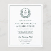 Budget Emerald Green Wappen Wedding Einladung (Vorderseite)