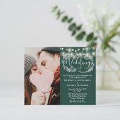 Budget Emerald Green Wedding Details Foto einladen (Stehend Vorderseite)