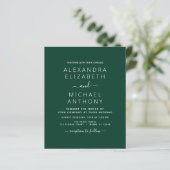 Budget Emerald Green Wedding mit Foto Einladung (Stehend Vorderseite)
