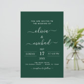 Budget Emerald Green Wedding mit Foto Einladung (Stehend Vorderseite)