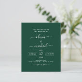 Budget Emerald Green Wedding mit Foto Einladung (Stehend Vorderseite)