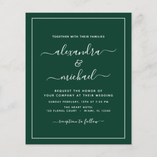 Budget Emerald Green Wedding mit Foto Einladung