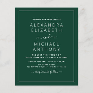 Budget Emerald Green Wedding mit Foto Einladung Flyer