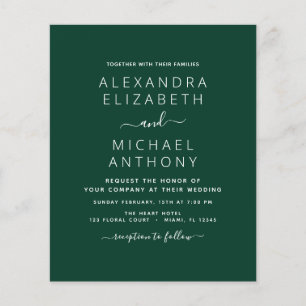Budget Emerald Green Wedding mit Foto Einladung Flyer