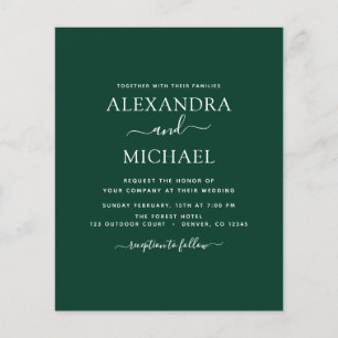 Budget Emerald Green Wedding mit Foto Einladung Flyer
