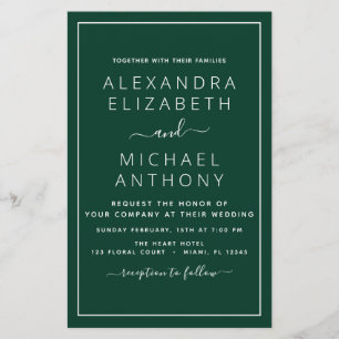 Budget Emerald Green Wedding Modern Typografy