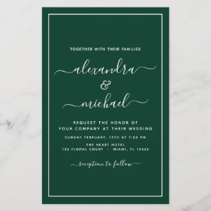 Budget Emerald Green Wedding Modern Typografy