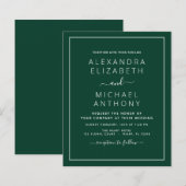 Budget Emerald Green Wedding Modern Typografy (Vorne/Hinten)