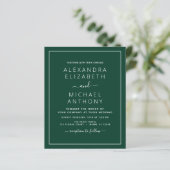 Budget Emerald Green Wedding Modern Typografy (Stehend Vorderseite)