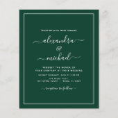 Budget Emerald Green Wedding Modern Typografy Fly Flyer (Vorne)