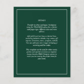 Budget Emerald Green White Monochrome Wedding (Rückseite)
