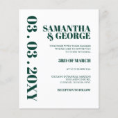 Budget Emerald Gren Modern Wedding Einladung (Vorderseite)