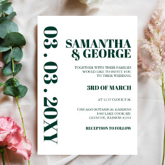 Budget Emerald Gren Modern Wedding Einladung