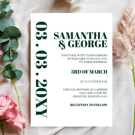 Budget Emerald Gren Modern Wedding Einladung