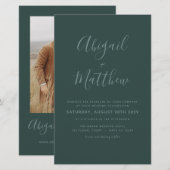 Budget Emerald Modern Foto Hochzeitseinladung (Vorne/Hinten)