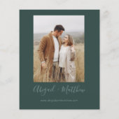 Budget Emerald Modern Foto Hochzeitseinladung (Rückseite)