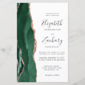 Budget Emerald Rose Gold Agate QR Code Wedding (Vorderseite)