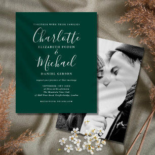 Budget Emerald Schriftart Foto Hochzeitseinladung