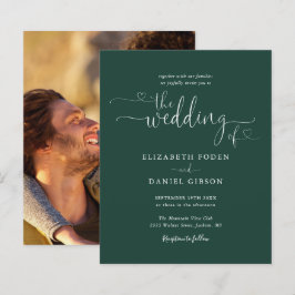 Budget Emerald Script Foto Hochzeit Einladung
