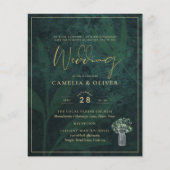 BUDGET EmeraldGreen Gold Gypsophila Wedding INVITE (Vorderseite)