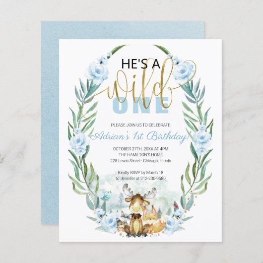 Budget Er ist eine wilde Einladung zum ersten Gebu (Vorne/Hinten)