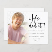 Budget Er tat es Foto Abschluss Ankündigung (Vorne/Hinten)