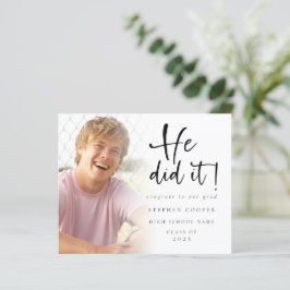 Budget Er tat es Foto Abschluss Ankündigung