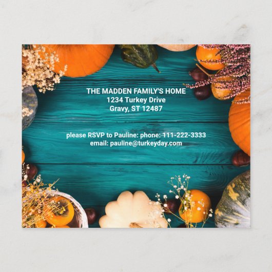 Budget Erntedank Dinner Fest Blue Pumpkin Flyer (Hinten)