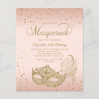 BUDGET Errötend Rosa Gold Foto Maskenball Geburtst