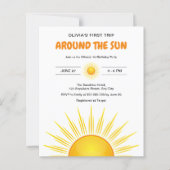 Budget Erste Reise rund um die Sun Birthday Einlad (Vorderseite)