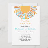 Budget Erste Reise um die Sonne Retro Boho Sunray Einladung (Vorderseite)