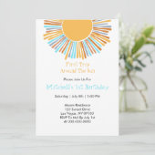 Budget Erste Reise um die Sonne Retro Boho Sunray Einladung (Stehend Vorderseite)