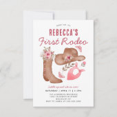 Budget Erster Rodeo Blush Pink Cowgirl 1 Geburtsta Mitteilungskarte (Vorderseite)