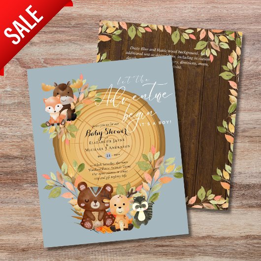 BUDGET Es ist ein Baby-WOODLAND-TIERE Kinderdusche Flyer