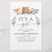 Budget Es ist eine Girl Baby Dusche Woodland Green (Vorderseite)