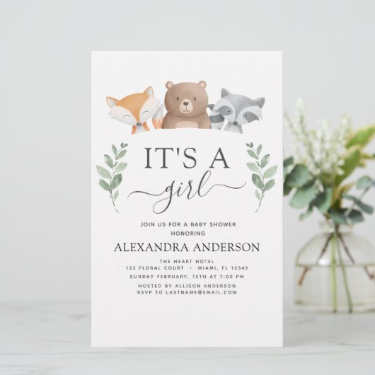 Budget Es ist eine Girl Baby Dusche Woodland Green (Stehend Vorderseite)