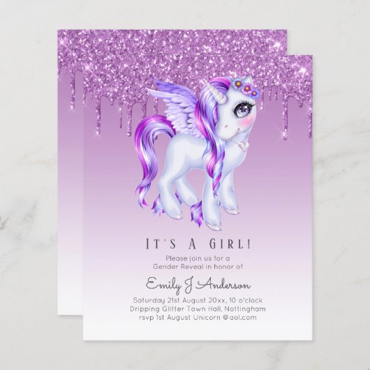 BUDGET Es ist eine Girl Glittery Unicorn Kinderdus (Vorne/Hinten)