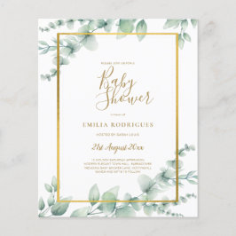 BUDGET Eucalyptus BABY SHOWER GOLD QR CODE INVITE  Flyer