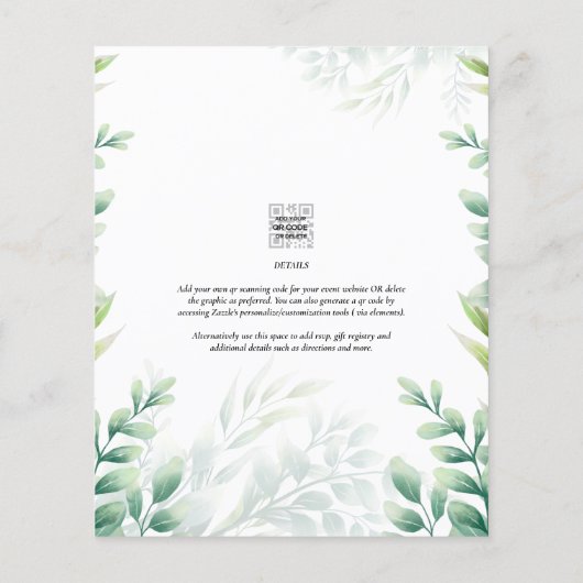 BUDGET Eucalyptus BABY SHOWER QR CODE EINLADEN Flyer (Hinten)