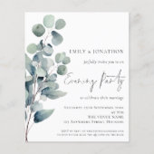 Budget Eucalyptus Blätter QR Wedding Abend Einladu (Vorderseite)
