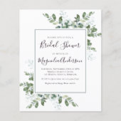 Budget Eucalyptus Bridal Dusche Einladung (Vorderseite)