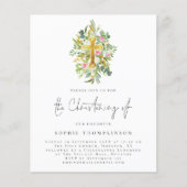 Budget Eucalyptus Florals Cross Christening Einlad (Vorderseite)