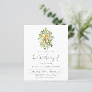 Budget Eucalyptus Florals Cross Christening Einlad