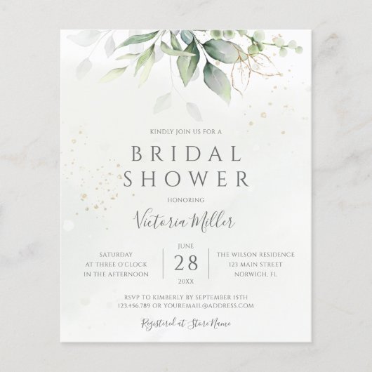 Budget Eucalyptus Greenery Bridal Shower Invite (Vorderseite)
